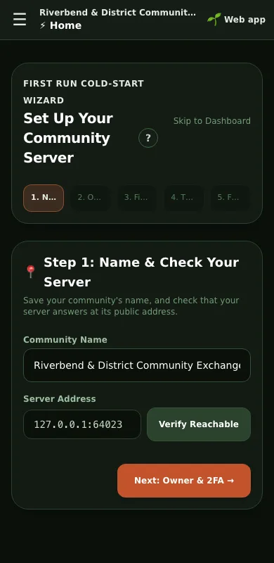 The first-time setup wizard in Settings